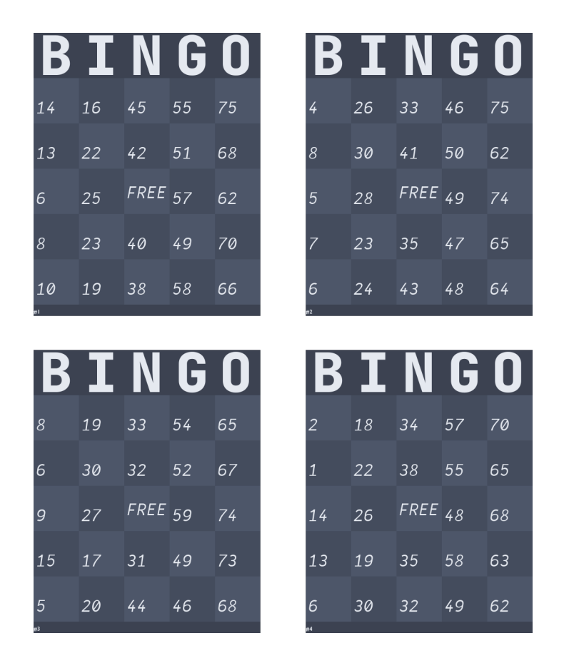 PDF Export Example - Professional Bingo Cards