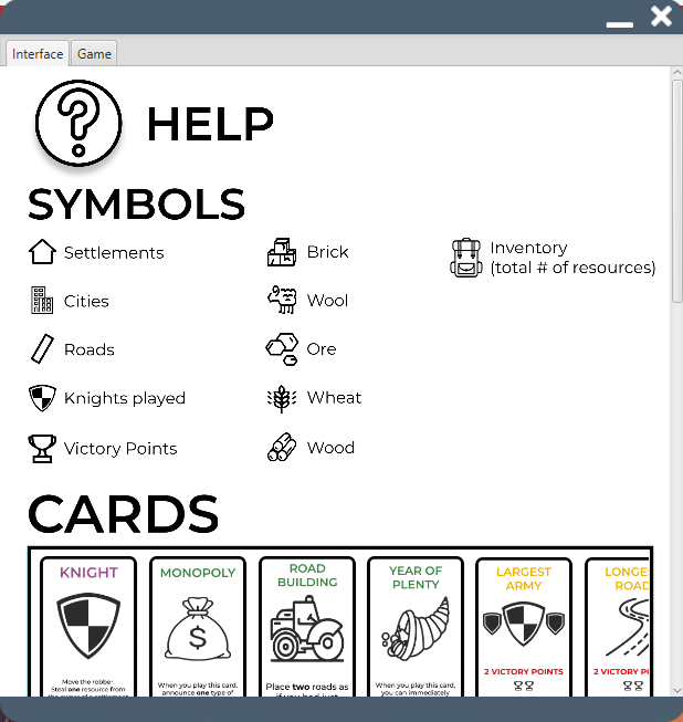 Game Rules and Help System